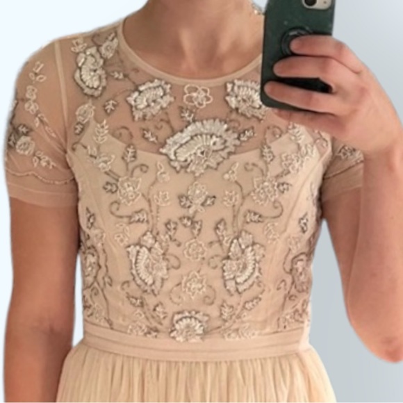 BHLDN Needle & Thread Style Sakara 6 Pink Champagne Beaded Bodice Formal Gown - Picture 10 of 11